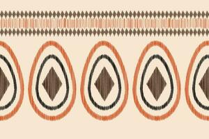 Ethnic Ikat fabric pattern geometric style.African Ikat embroidery Ethnic oriental pattern brown cream background. Abstract,vector,illustration.Texture,clothing,frame,decoration,carpet,motif. vector