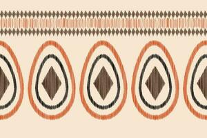 Ethnic Ikat fabric pattern geometric style.African Ikat embroidery Ethnic oriental pattern brown cream background. Abstract,vector,illustration.Texture,clothing,frame,decoration,carpet,motif. vector