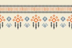 Ethnic Ikat fabric pattern geometric style.African Ikat embroidery Ethnic oriental pattern brown cream background. Abstract,vector,illustration.Texture,clothing,frame,decoration,carpet,motif. vector