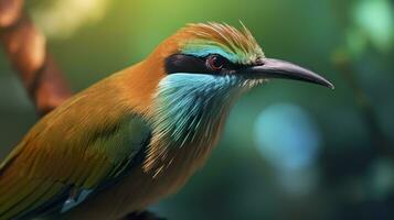 AI generated Turquoise Browed Motmot in vibrant colors. Generative AI photo