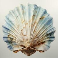 AI generated Watercolor Seashell clipart on white background. AI Generated photo