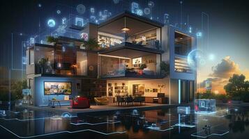 AI generated A Glimpse into the Connected Smart Home of Tomorrow. AI Generated photo