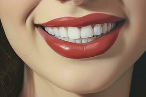 AI generated Close up of a smile with nice white teeth. AI Generated photo