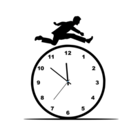 Geschäftsmann Laufen auf Uhr Symbol, png