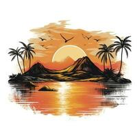 ai generado tropical puesta de sol para camiseta diseño. ai generado foto