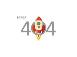 error 404 página no encontró con cohete vector