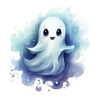 AI generated The watercolor cute ghost on white background. AI Generated photo