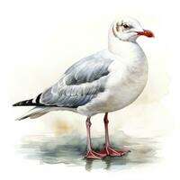 AI generated Watercolor seagull isolated on white background. AI Generated photo