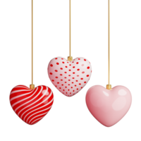 3d hängande rosa och röd ballonger. för dekoration hjärtans dag och mors dag. png