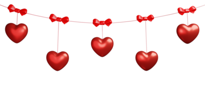 3d hanging red balloon with bow. for decoration valentine's day and mother's day. png