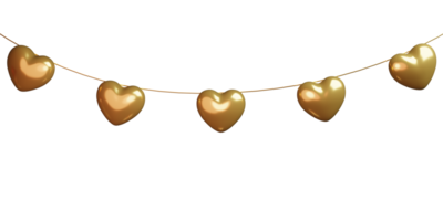 3d colgando oro corazón globo. para decoración San Valentín día y de la madre día. png