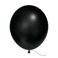 Black balloon isolated on white background. Vector 3d illustration.