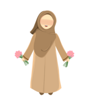 Muslim women holding flowers png