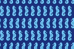 Seahorse Seamless Pattern. Vector Illustration on Blue Background. Blue Marine Endless Wallpaper, Sea Life Theme. Perfect for Wrapping Paper, Fabric, or Package
