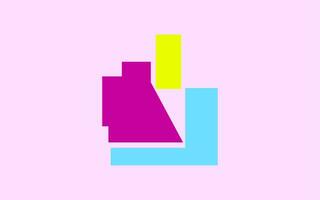 a pink and blue abstract image with a yellow and blue square vector