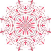 A pink circular design with swirls and mandala design vector