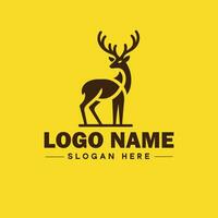 Deer animal logo and icon clean flat modern minimalist business and luxury brand logo design editable vector