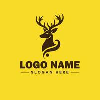 Deer animal logo and icon clean flat modern minimalist business and luxury brand logo design editable vector