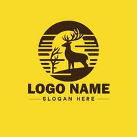 Deer animal logo and icon clean flat modern minimalist business and luxury brand logo design editable vector