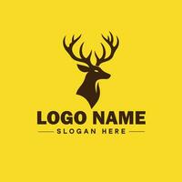 Deer animal logo and icon clean flat modern minimalist business and luxury brand logo design editable vector