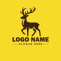 Deer animal logo and icon clean flat modern minimalist business and luxury brand logo design editable vector