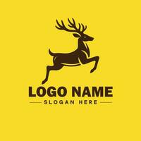 Deer animal logo and icon clean flat modern minimalist business and luxury brand logo design editable vector