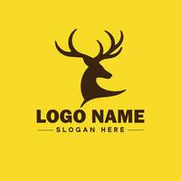 Deer animal logo and icon clean flat modern minimalist business and luxury brand logo design editable vector