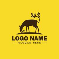 Deer animal logo and icon clean flat modern minimalist business and luxury brand logo design editable vector
