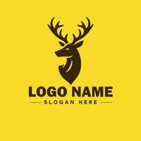 Deer animal logo and icon clean flat modern minimalist business and luxury brand logo design editable vector