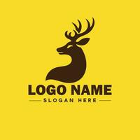 Deer animal logo and icon clean flat modern minimalist business and luxury brand logo design editable vector