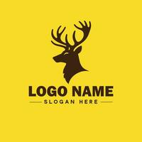 Deer animal logo and icon clean flat modern minimalist business and luxury brand logo design editable vector