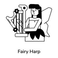 Trendy Fairy Harp vector