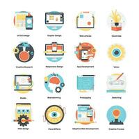 Set of Modern Flat Icons On Design Development vector