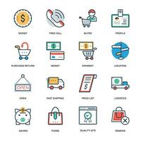 Pack of Purchase and Commerce Flat Icons vector