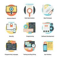 Development Process Flat Icons Set vector