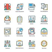 Project and Business Tasks Flat Vector Icons Set