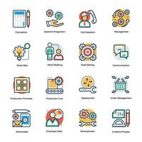 Project and Accounts Management Flat Vector Icons Set