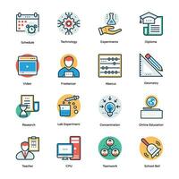 Flat Design Vector Icons of Education Theme