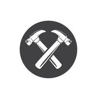 black hammer tool crossed  icon vector element design template