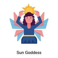 Trendy Sun Goddess vector