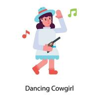 Trendy Dancing Cowgirl vector