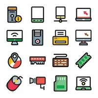Pack of System Devices and Hardware Icons vector
