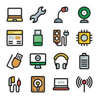 Pack of Computer Components Icons vector