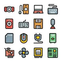 Pack of Computer Devices and Storage Icons vector