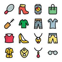 Flat Vectors Icons Set Of Fashion Equipment