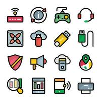 Pack of Computer Devices and Hardware Icons vector