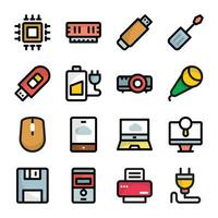 Pack of Computer Technology and Hardware Icons vector