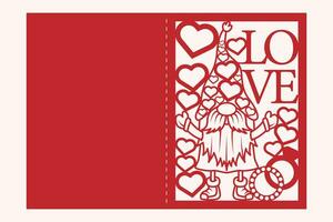 Valentine Gnome  Greeting Card Papercut vector