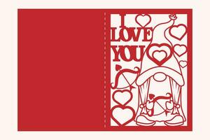 Valentine Gnome  Greeting Card Papercut vector