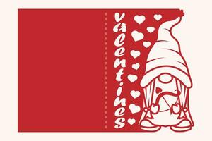 Valentine Gnome  Greeting Card Papercut vector